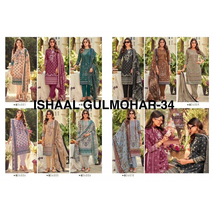 Ishaal Gulmohar Vol 34 Pure Lawn Dress Materials