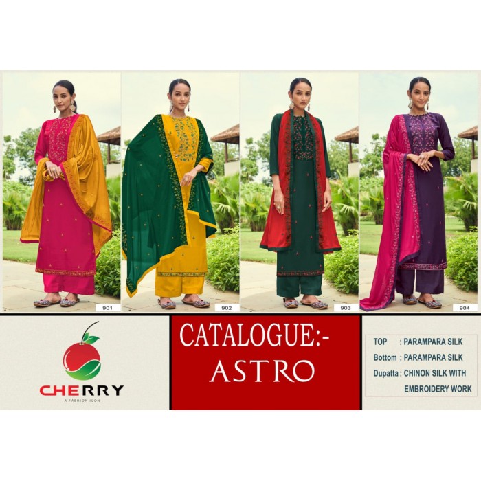 Cherry Astro Pure Parampara silk Dress Materials