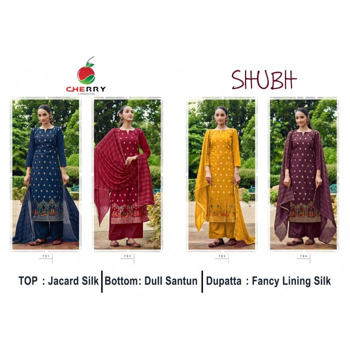 Cherry Shubh Pure Jacquard Dress Materials