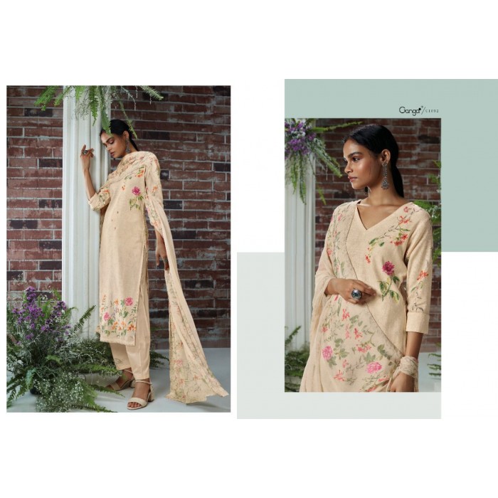 Ganga Aiyana Pure Linen Printed Dress Materials