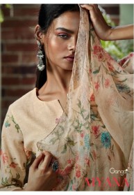 Ganga Aiyana Pure Linen Printed Dress Materials
