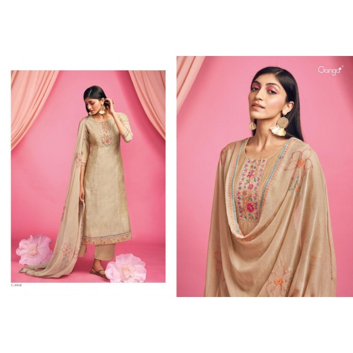 Ganga Florence Woven Linen Dress Materials
