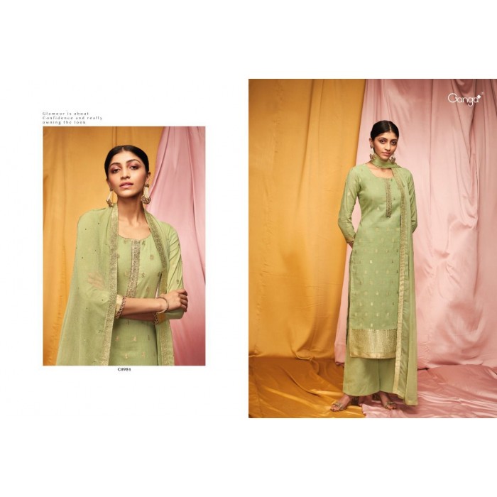 Ganga Glam Premium Cotton Jacquard Dress Materials