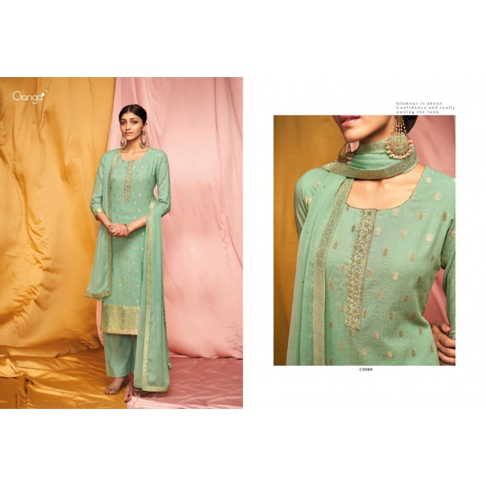 Ganga Glam Premium Cotton Jacquard Dress Materials