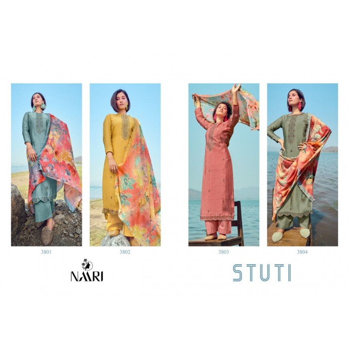 Naari Stuti Pure Silk Heavy Embroidery Dress Materials
