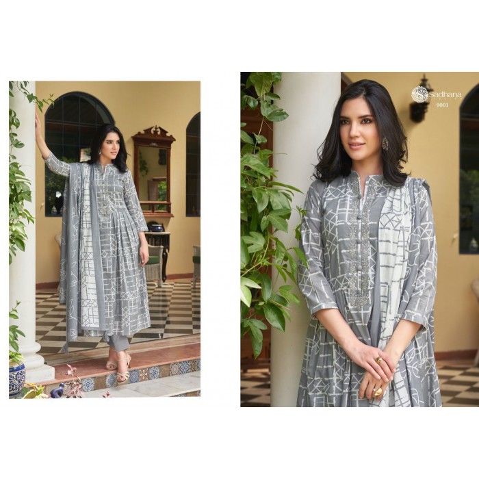 Sadhana Aasmani Pure Cotton Lawn Dress Materials